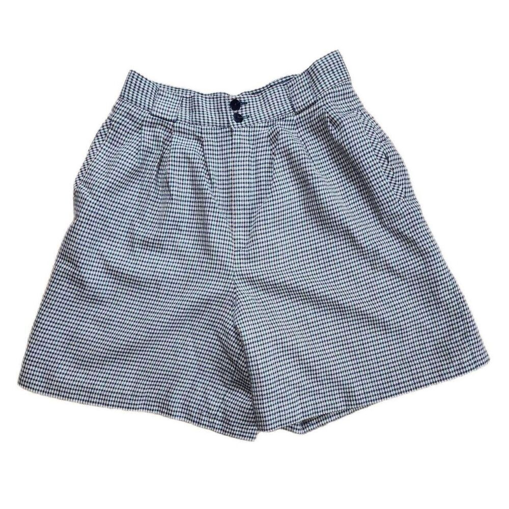 VINTAGE GIORGIO SAINT ANGELO HOUNDSTOOTH WOOL SHORTS TWEE PREPPY DARK ACADEMIA